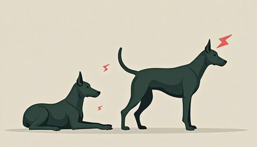 Side-by-side comparison of a relaxed dog and a stressed dog during separation