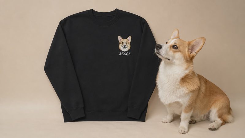 Custom Embroidered Pet Sweatshirt: Turn Your Pet's Photo Into a Sweatshirt You'll Actually Wear